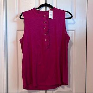 LOFT Fuchsia Sleeveless Tank with Button Detail